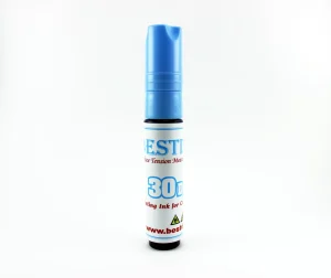 30 dyne test pen measuring low surface energy on PE plastic